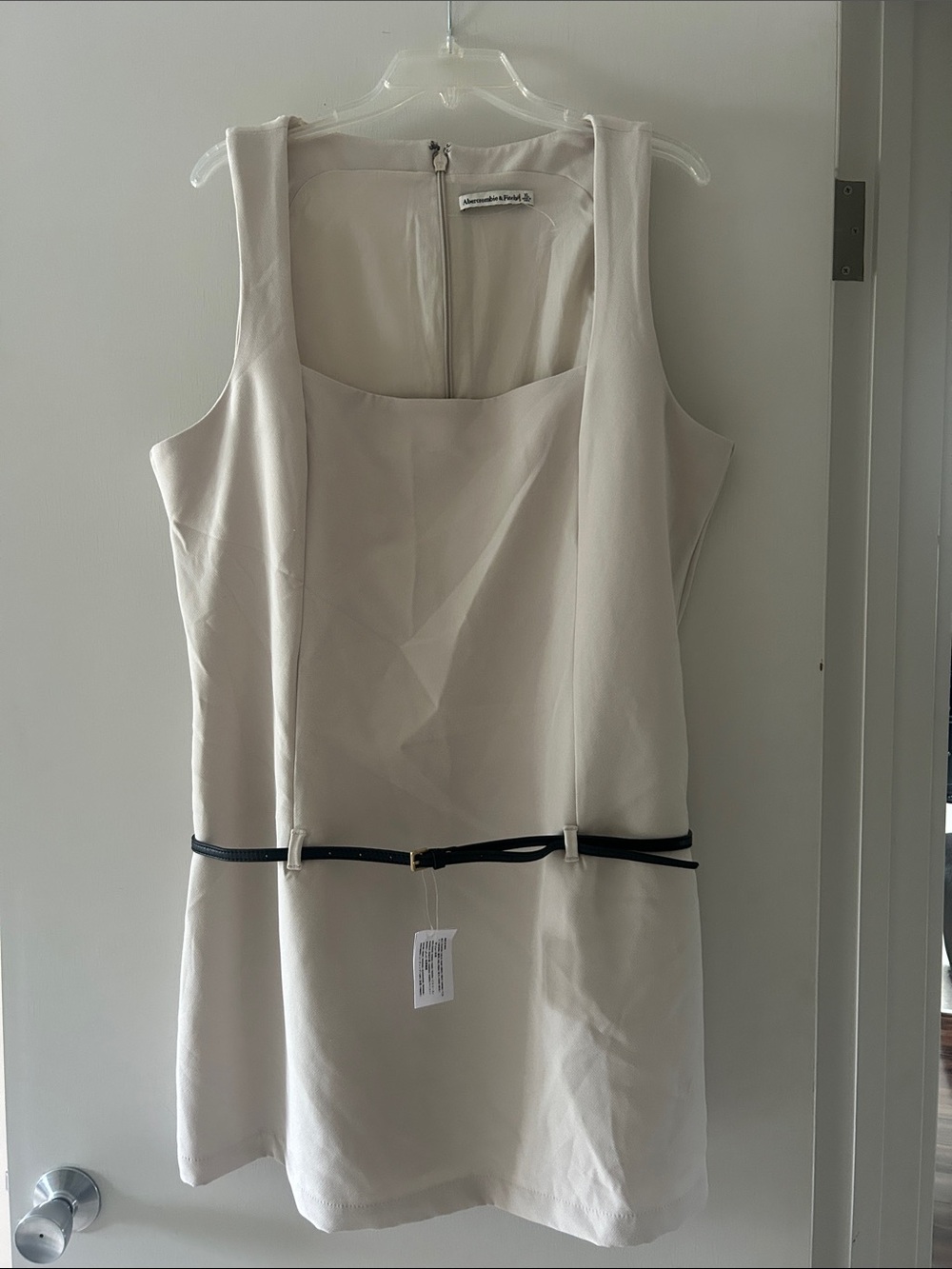 NWT Abercrombie & Fitch Cream Sleeveless Belted Mini Dress Sz XL